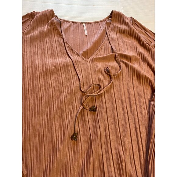 Free People "Cant Help It" Womens S Pullover Mini Dress -dusty pink Boho pleated - Picture 8 of 13
